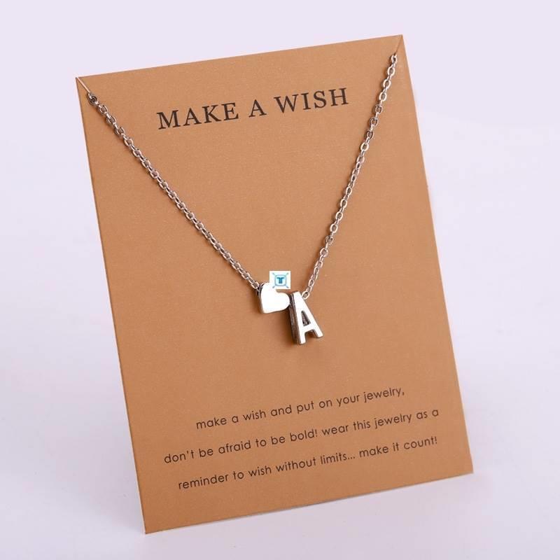 Initial 26 Letter Necklace Heart Necklaces Women Girl&#3