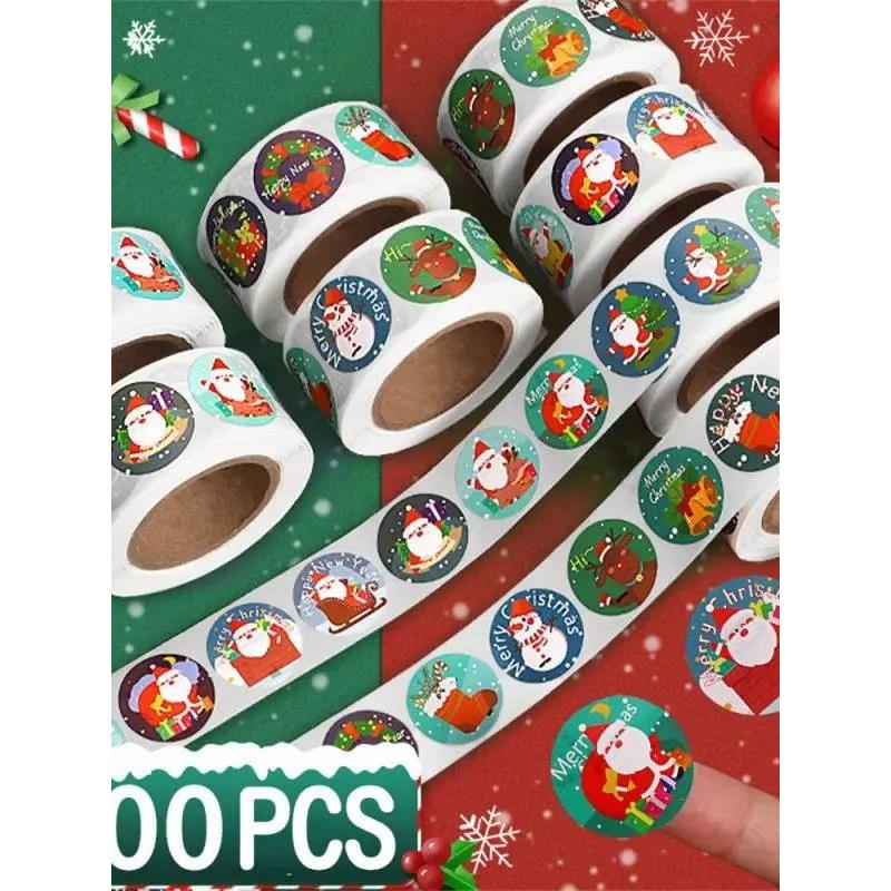500pcs Round Labels Stickers Halloween Christmas Sticker Flo