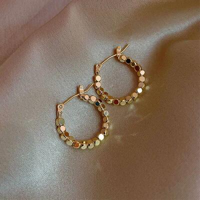 Round Circle Hoop Earrings For Women Stainless Steel Golden