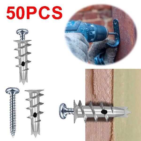 50pcs Zinc Self Drilling Drywall Anchors Hollow Wall