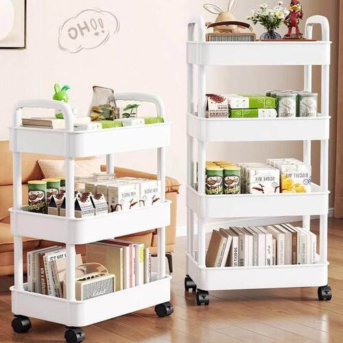 .5-Tier Plastic utility cart Storage Trolley Rolling Carts