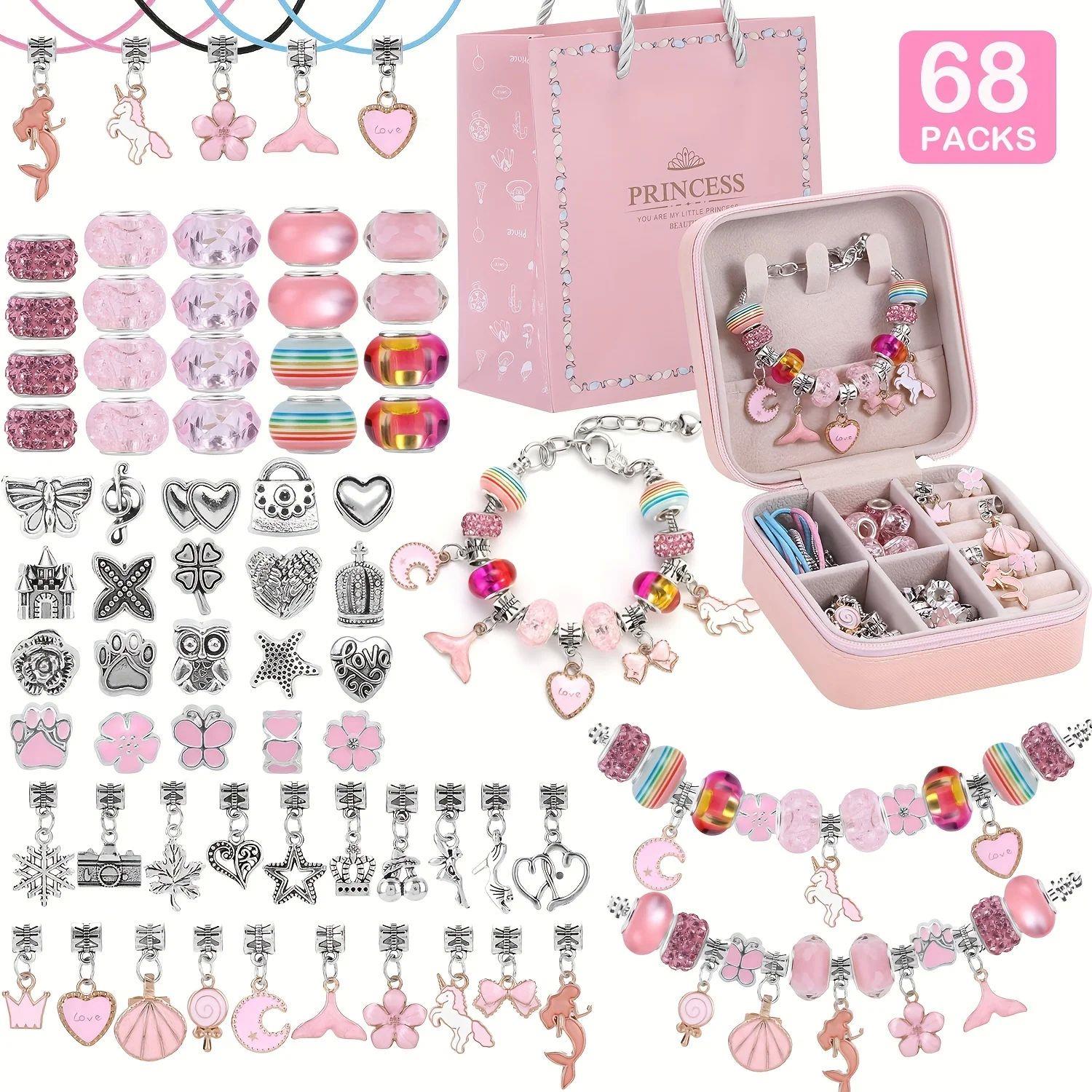 68Pcs Beads Charms Bracelet Making Kit, DIY Beaded Bracelet