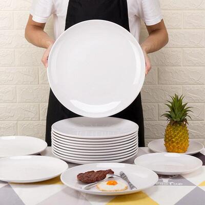 8-14 Inch Round White Melamine Dinner Plate Hotel Western St