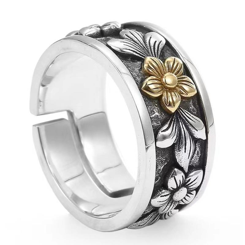 Chiba New Vintage Distessed Thai Silver Gold Flower Opening