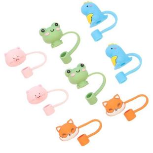 8 Pcs Straw Cover Silicone Top Cap Tips Protector Glass