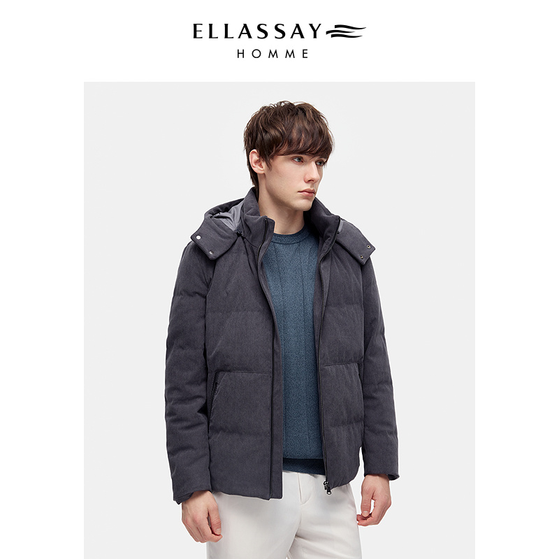 ELLASSAY歌力思男装25秋冬高蓬鹅绒复古灯芯绒羽绒服EME364L00900