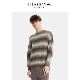 ELLASSAY歌力思男装 圆领渐变马海毛套头休闲针织毛衣EME343M02000