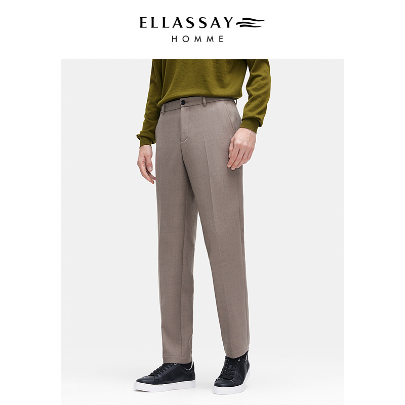 ELLASSAY歌力思男装25年新款绵羊毛混纺老钱风西裤EME364K05000