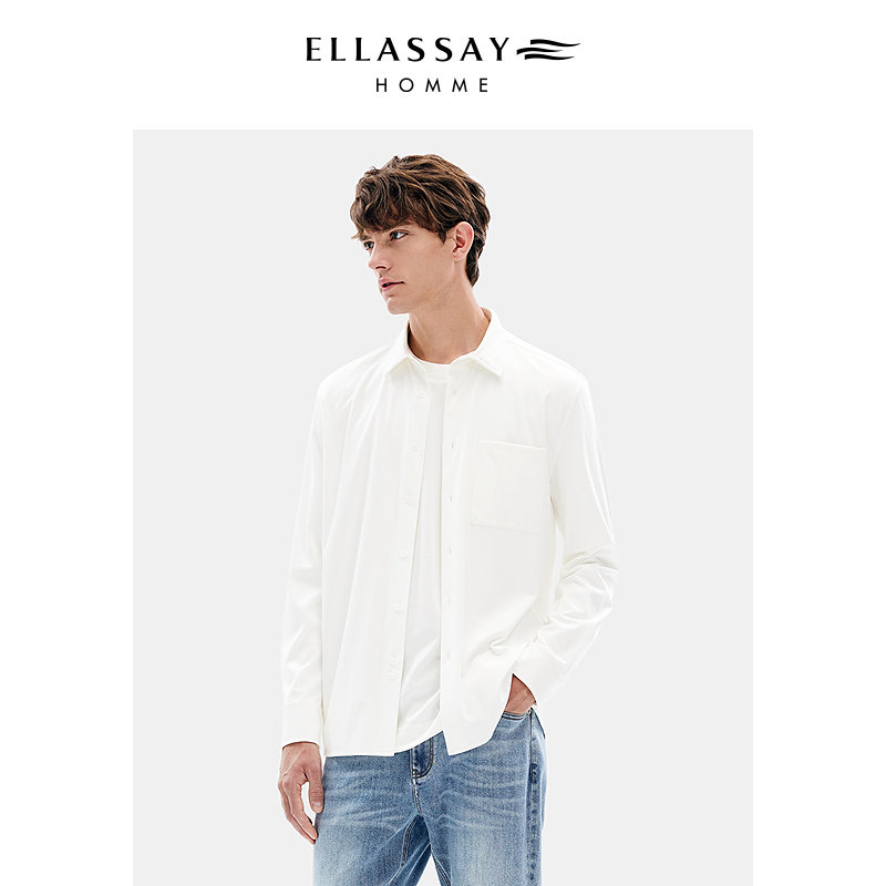 【秀场同款】ELLASSAY歌力思男装秋新款丝绵简约高级衬衫外套
