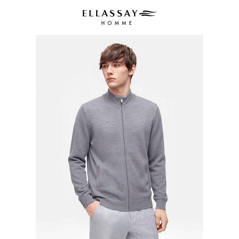 ELLASSAY歌力思男装26年新款100%绵羊毛拉链针织外套EME371M04500