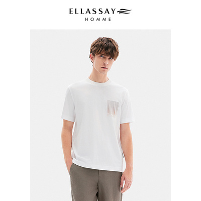 ELLASSAY歌力思男装液氨棉渐变热转印简约设计T恤EME362Z05500