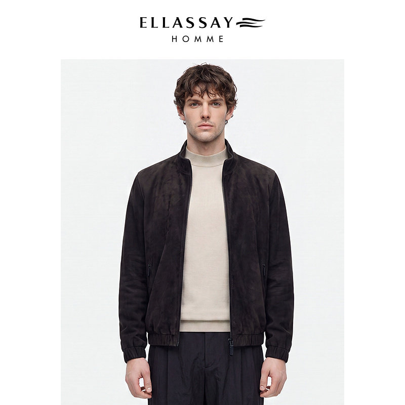 ELLASSAYHOMME立领高端商务皮衣