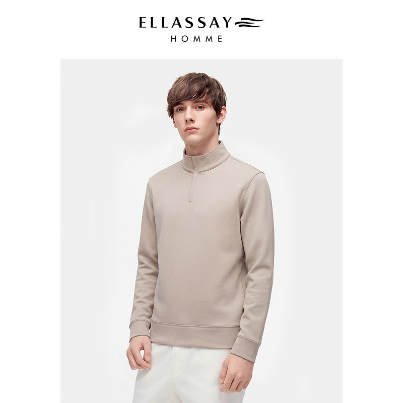 ELLASSAY歌力思男装26年新款羊毛混纺拉链半高领卫衣EME371Z05700