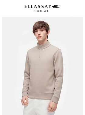 ELLASSAY歌力思男装26年新款羊毛混纺拉链半高领卫衣EME371Z05700