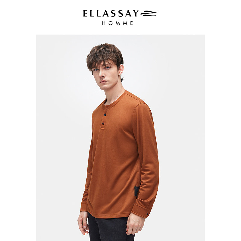 ELLASSAY歌力思男装2025年秋冬亨利圆领百搭羊毛毛衫EME364Z03300