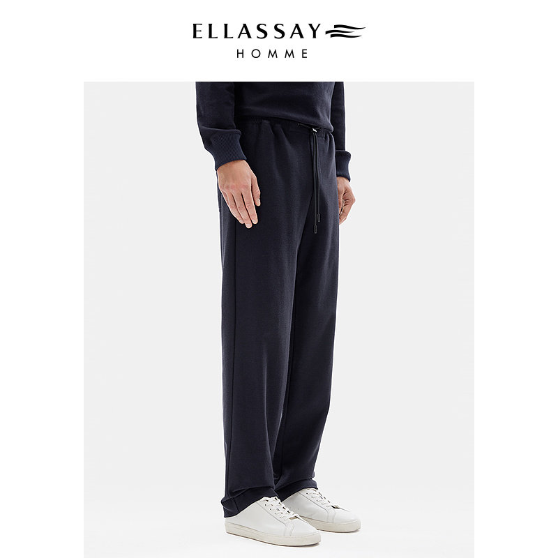 ELLASSAY歌力思男装新款100%棉新疆棉松紧腰直筒休闲裤男