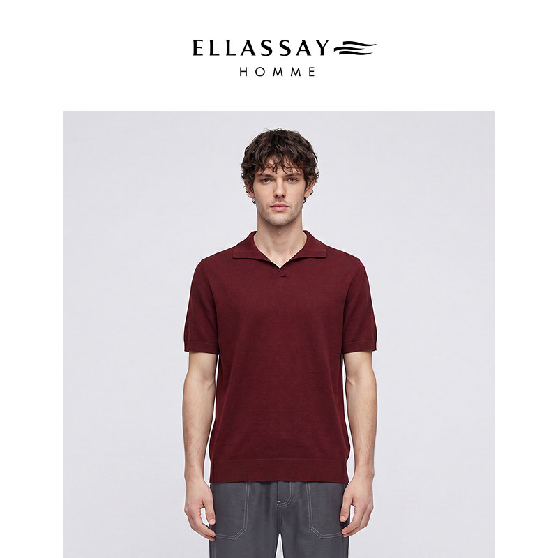 ELLASSAY歌力思男装薄款polo领套头短袖针织衫