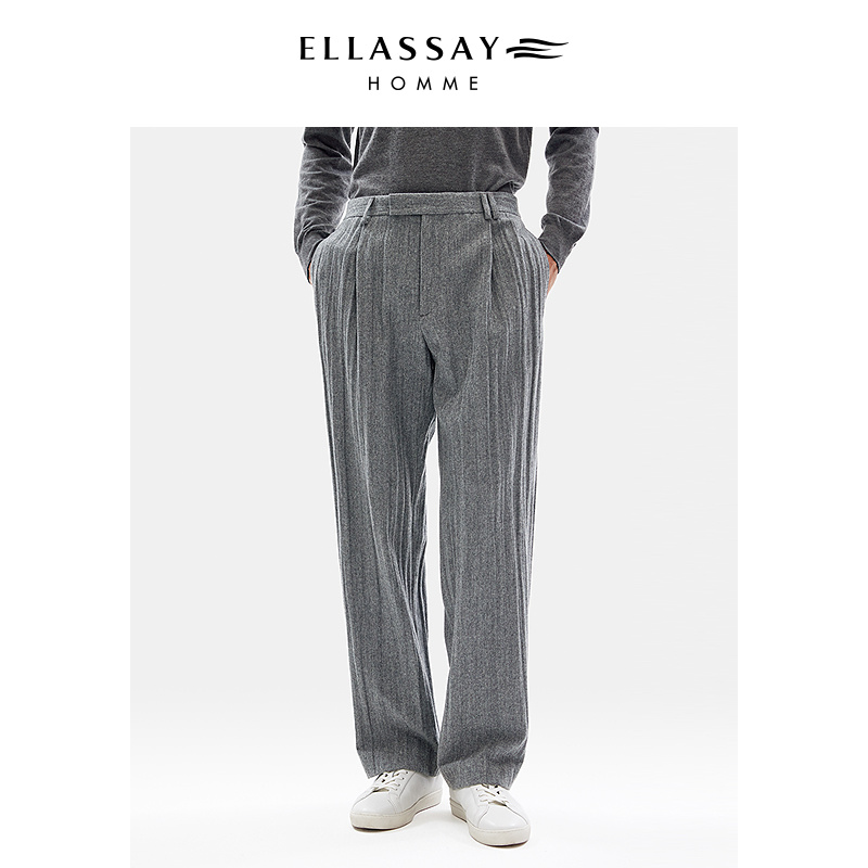 ELLASSAY歌力思男装羊毛法兰绒西装裤商务休闲长裤EME353K01500