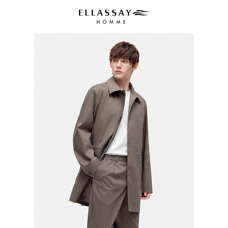 ELLASSAY歌力思男装26年新款棉麻抗皱中长款廓形风衣EME371F00200