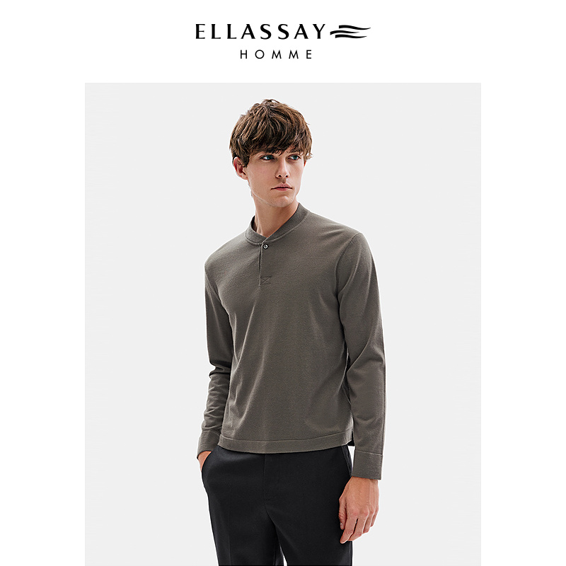 ELLASSAY歌力思男装新款高支纯羊绒针织圆领保暖毛衣EME354M00900