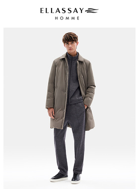 ELLASSAY歌力思男装鹅绒服中长款大衣羽绒服保暖外套EME354L00800