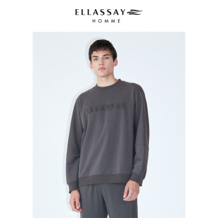 圆领休闲套头logo图案卫衣男 印花长袖 ELLASSAY歌力思男装 秋冬款