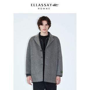 ELLASSAY歌力思男装秋冬款全羊绒双面呢单排扣零压保暖休闲大衣男