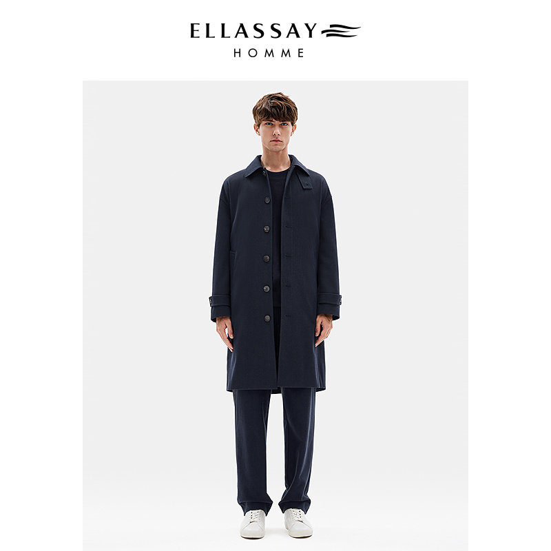 ELLASSAY歌力思男装羊毛混纺可拆卸挡风领挺阔风衣EME353F01100