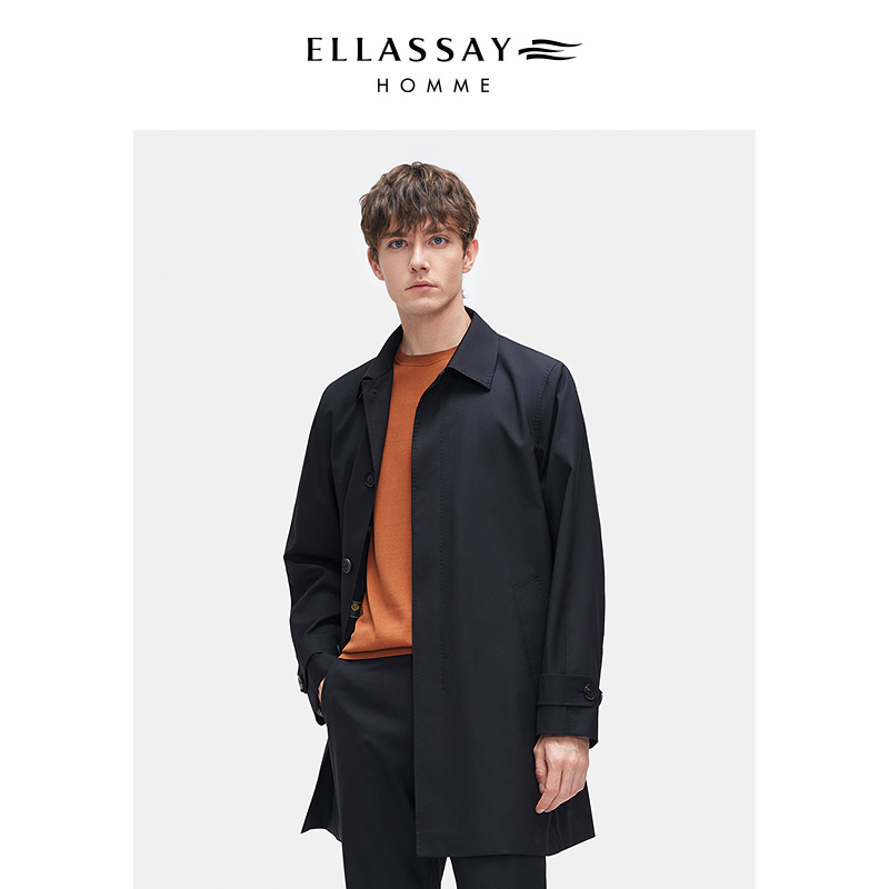 【美丽诺羊毛】ELLASSAY歌力思男装25秋季单排扣风衣外套LP同款