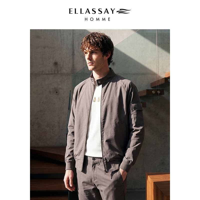 ELLASSAY男秋冬新款哈灵顿夹克