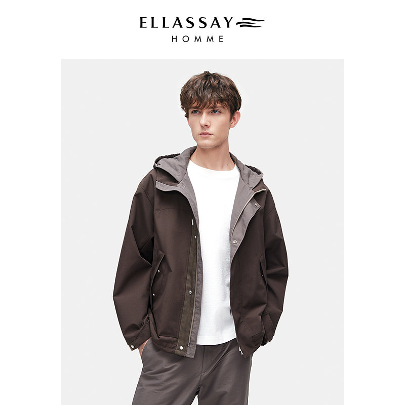 ELLASSAY歌力思男装2025年秋冬棉混纺功能连帽外套EME363W00100