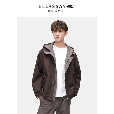 ELLASSAY歌力思男装2025年秋冬棉混纺功能连帽外套EME363W00100