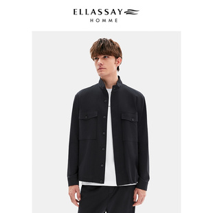 【零压系列】ELLASSAY歌力思男装25年春季格子纹翻领衬衫简约外套