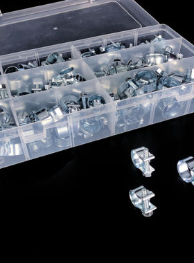 卡箍135PCS盒装迷你喉箍镀锌软管夹金属抱箍套装135PCS