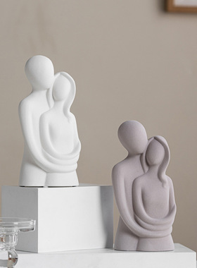 创意拥抱情侣陶瓷摆件装饰品礼物