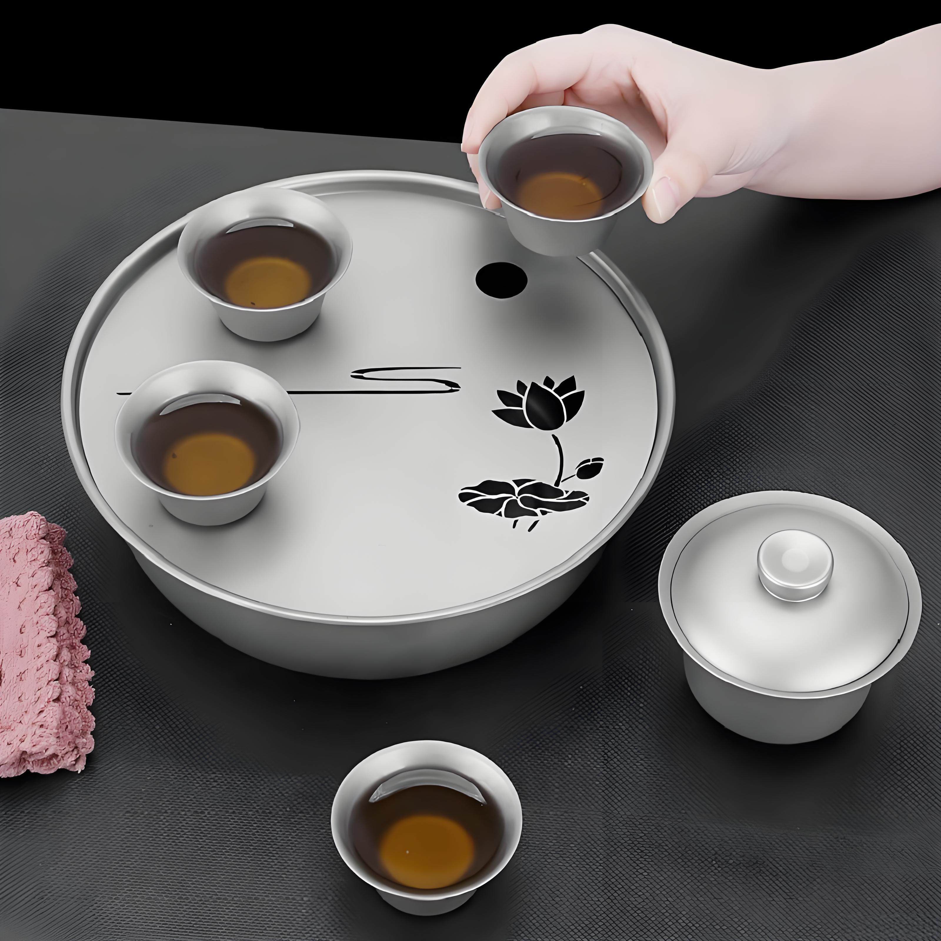 户外纯钛泡茶具旅行露营便捷套装家用功夫茶盘盖碗茶杯高档礼品,餐饮具,旅行茶具,淘宝优惠券,粉丝福利购,淘宝优惠卷