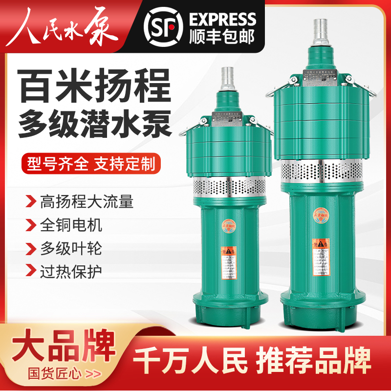 人民水泵多级潜水泵小老鼠上海高扬程大流量220v深井泵380v抽水泵