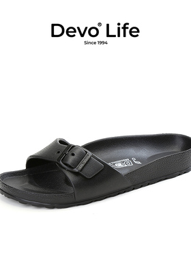 Devo/的沃休闲一字沙滩轻便度假旅游EVA时尚防滑舒适简约拖鞋2606