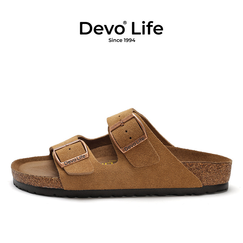 Devo Life软木拖鞋休闲一字拖男女同款春夏季情侣简约凉拖鞋
