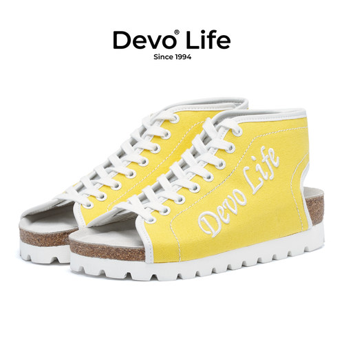 Devo Life软木鞋女时尚帆布宽脚搭配单鞋大脚骨专用凉鞋 24075W