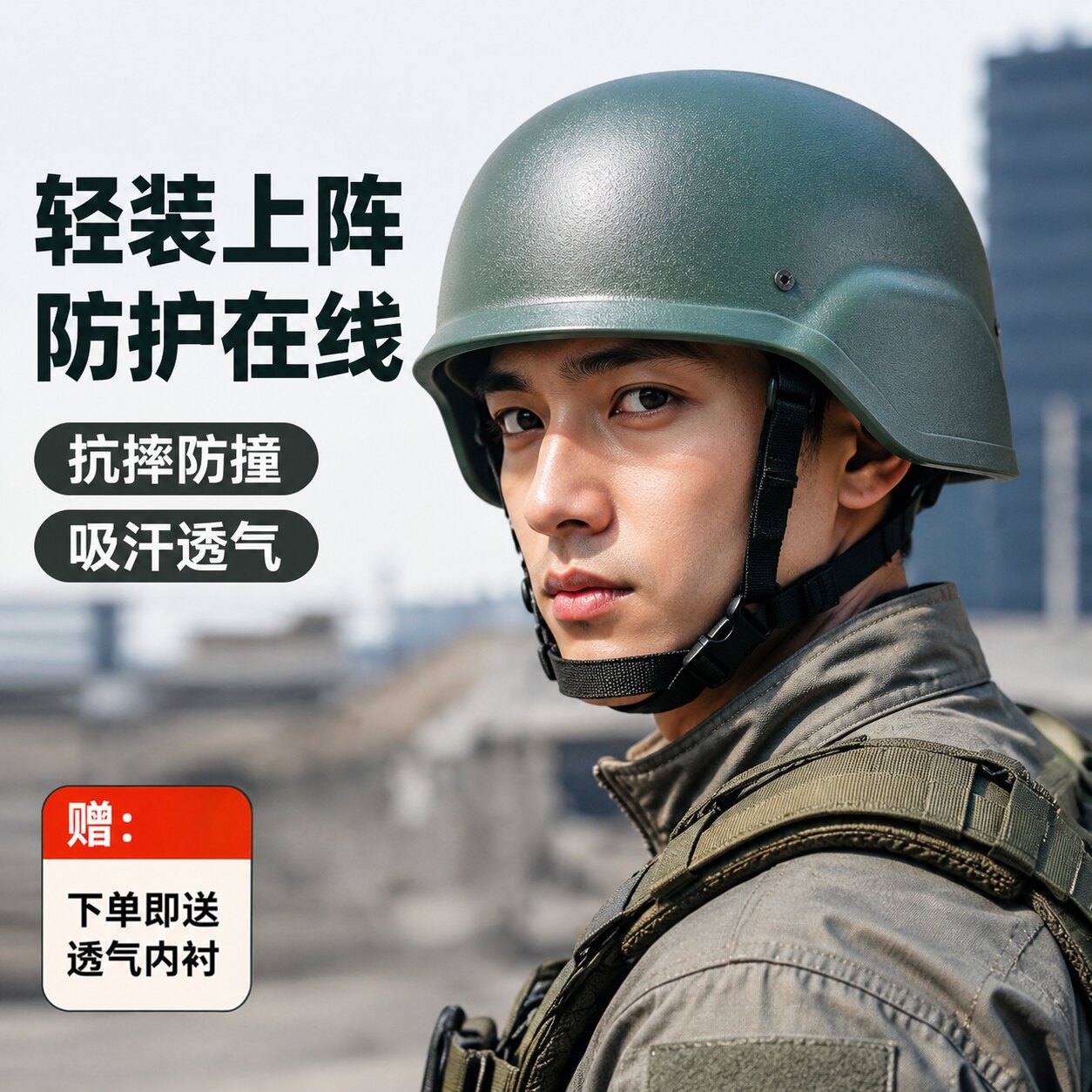 轻量战术头盔钢盔抗摔缓震户外骑行防护头盔安保耐磨透气内衬盔套