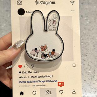 新款 小众摇摇乐气囊手机壳支架粘贴懒人支架伸缩卡通米菲Kitty