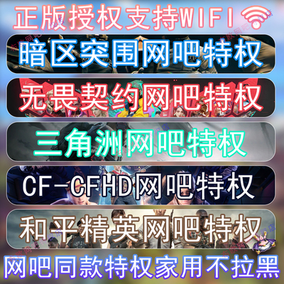 无畏契约瓦三角洲网吧特权暗区命运方舟突围逆战CFHD和平飞车精英