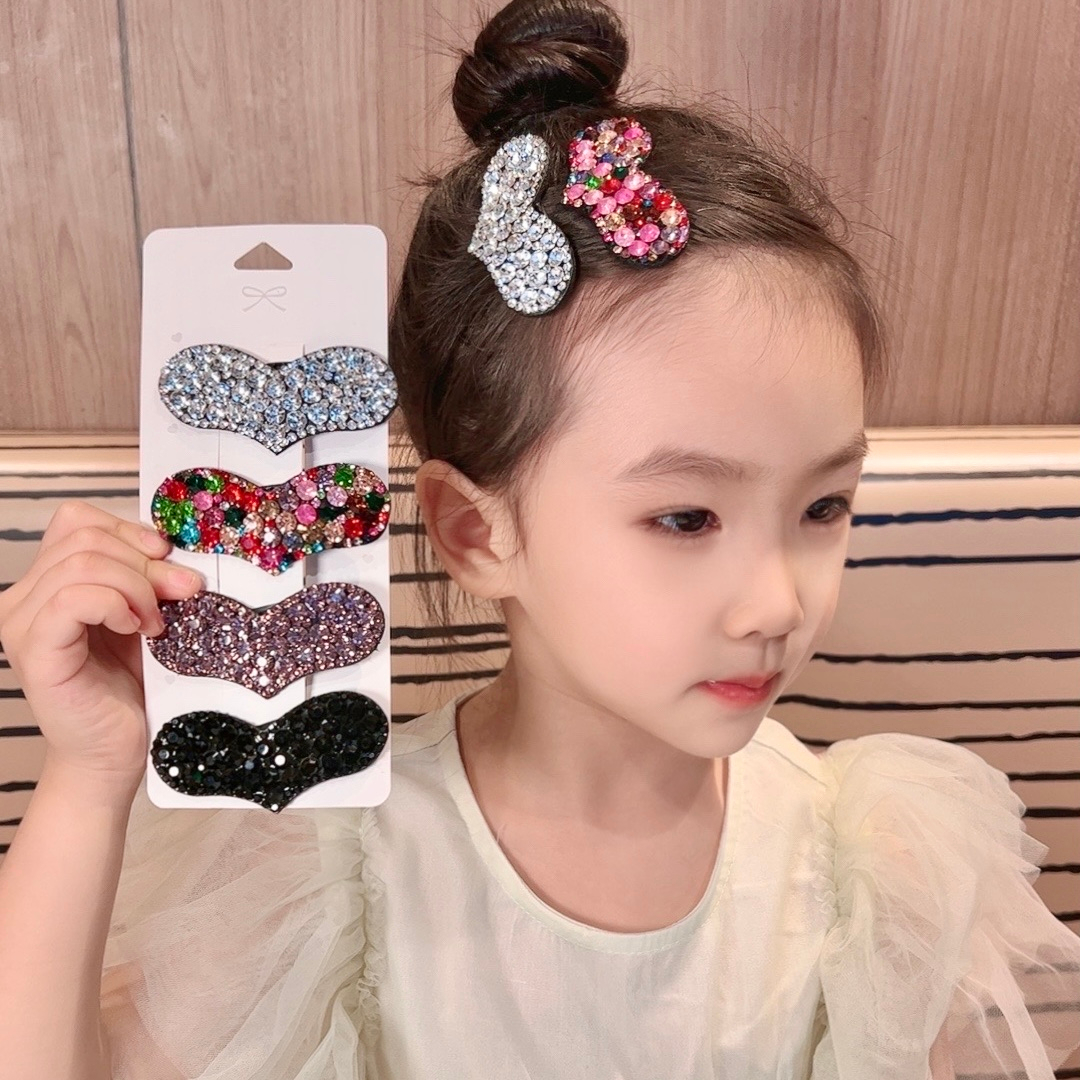 儿童闪钻爱心发夹女精致侧边刘海夹后脑勺神器碎发小女孩发卡头饰