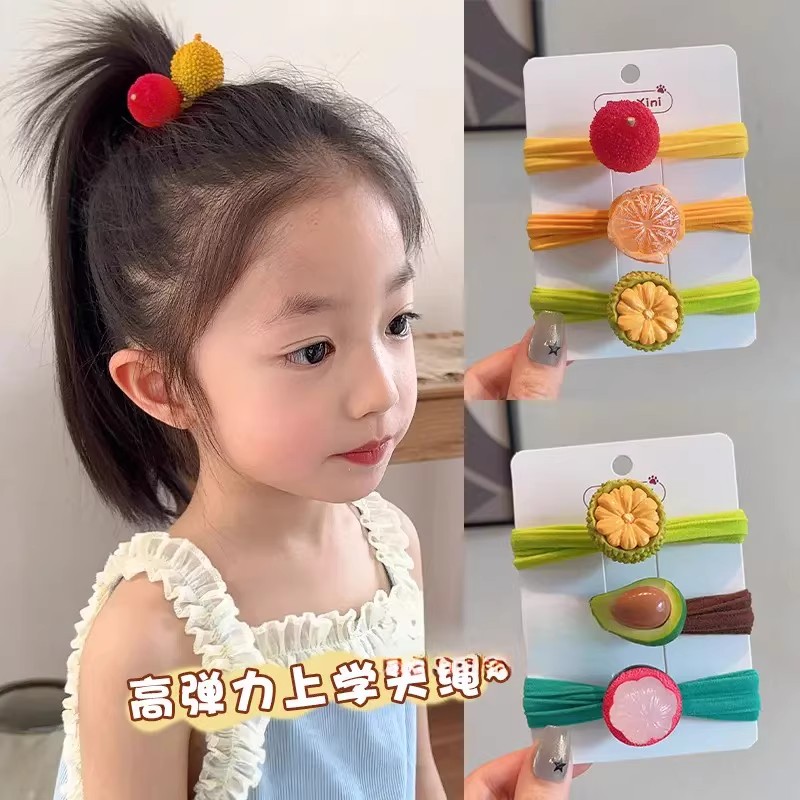 儿童春夏可爱水果发绳女童高马尾丸子头高弹力彩色发圈头绳发饰
