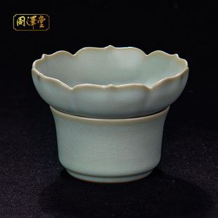 汝窑茶滤分体式 茶漏茶道零配功夫茶具配件景德镇汝瓷过滤茶漏网