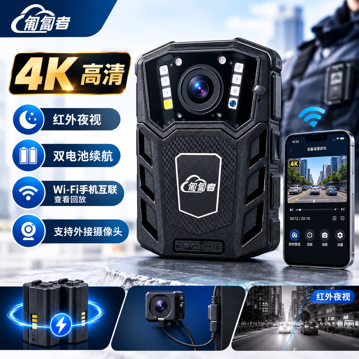 匍匐者4K红外夜视WiFi记录仪