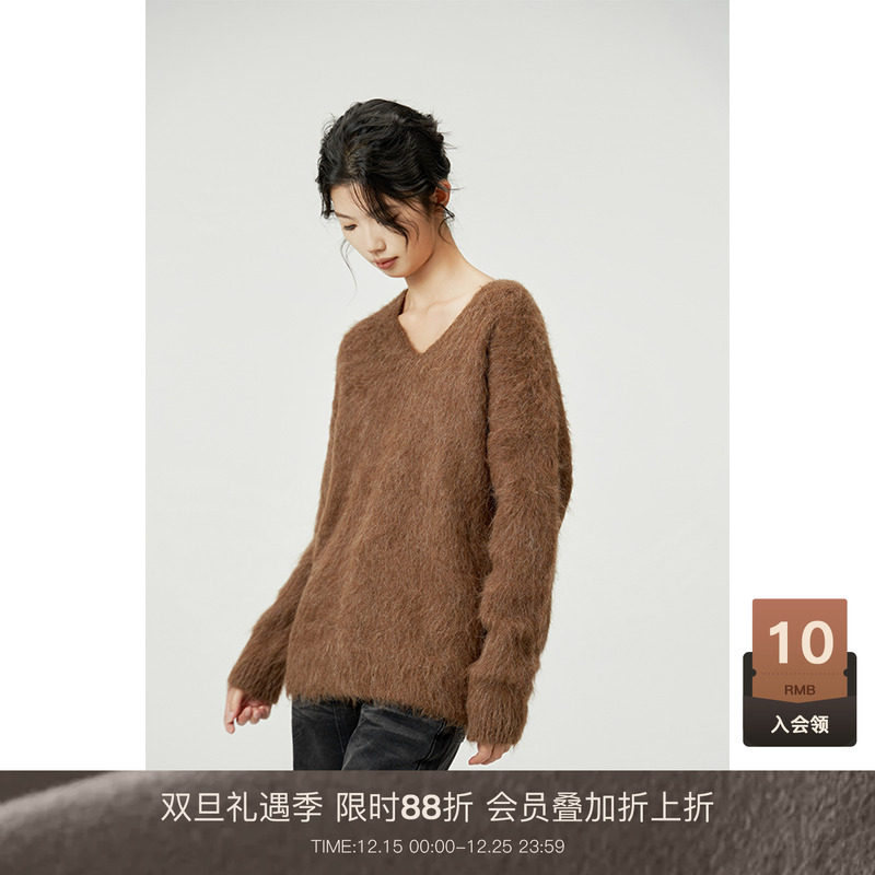 LOU&ZINGV领宽松羊驼毛毛衣