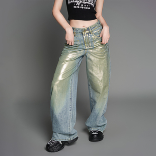 镀金重工高个子长裤 LOUZING美式 新款 女2026春季 潮 复古直筒牛仔裤