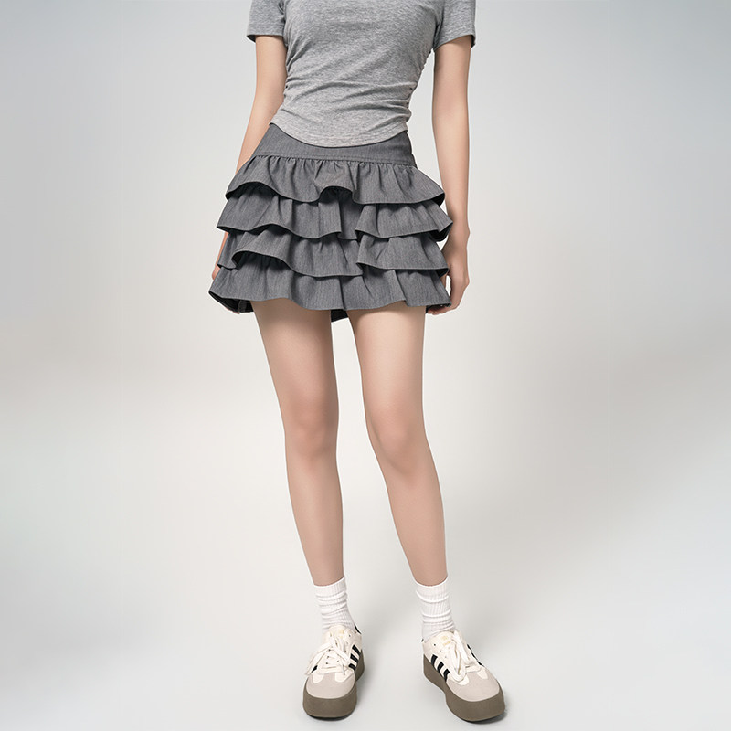 LOUZING蛋糕半身裙女2026春夏短裙设计感小众芭蕾风小个子蓬蓬裙